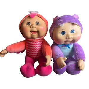 Bundle of 2 9in Cabbage Patch Kids Cuties Exotic Friends Emmett Hippo & Flamingo